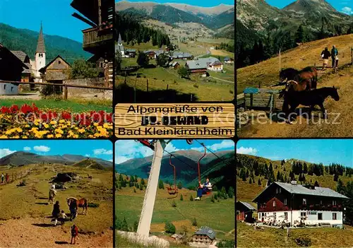 AK / Ansichtskarte  St_Oswald_Bad_Kleinkirchheim_Kaernten_AT Kirche Panorama Pferdekoppel Sessellift Gasthaus 