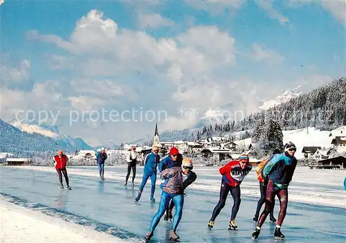 AK / Ansichtskarte  Weissensee_Kaernten_AT Panorama Schlittschuhlaeufer 