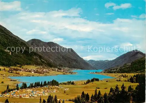 AK / Ansichtskarte 73855188 Weissensee_Kaernten_AT Panorama mit Campingplatz West 