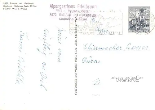 AK / Ansichtskarte  Ramsau_am_Dachstein_Schladming_Obersteiermark_AT Pension Edelbrunn Gasthaus 