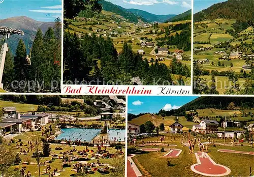 AK / Ansichtskarte 73855231 Bad_Kleinkirchheim_Kaernten_AT Sessellift St Oswald Ortsansicht Ort mit Kirche Thermal Schwimmbad Minigolfplatz 