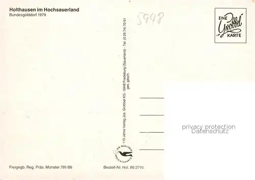 AK / Ansichtskarte  Holthausen_Sauerland Bundesgolddorf 1979 Holthausen_Sauerland