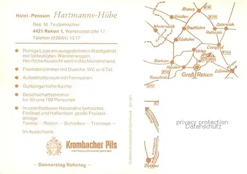 AK / Ansichtskarte  Reken Hotel Pension Hartmanns-Hoehe Restaurant Reken