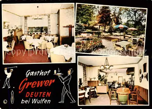 AK / Ansichtskarte  Deuten Gasthof Grewer Gartenterrasse Deuten