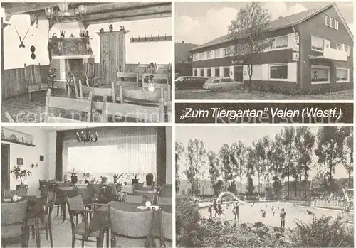 AK / Ansichtskarte  Velen Gasthof zum Tiergarten Gastraum Freibad Velen