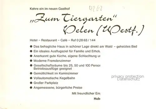 AK / Ansichtskarte  Velen Gasthof zum Tiergarten Gastraum Freibad Velen