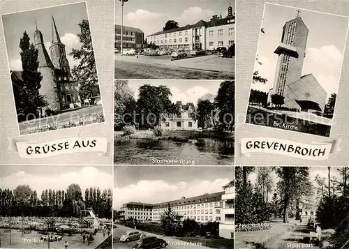 AK / Ansichtskarte  Grevenbroich Bernardus-Heim Kirche Stadtverwaltung Freibad Krankenhaus Stadtpark Grevenbroich