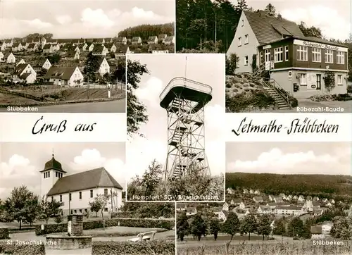 AK / Ansichtskarte 73855287 Stuebbeken Ortsansichten Ruebezahl-Baude Kirche Humpfort SGV Aussichtsturm Stuebbeken