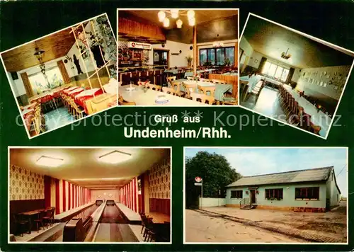 AK / Ansichtskarte 73855292 Undenheim Gasthaus zum Keglerheim Gastraum Festsaal Kegelbahn Undenheim