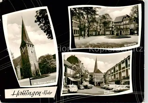 AK / Ansichtskarte  Hattingen__Ruhr St. Georgskirche Kirchplatz Untermarkt Rathaus 