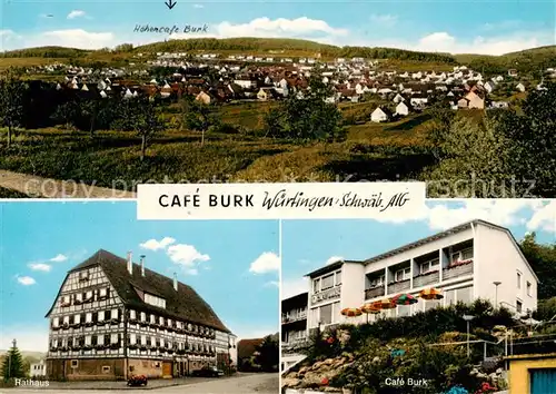 AK / Ansichtskarte  Wuertingen Panorama Café Pension Burk Rathaus Wuertingen