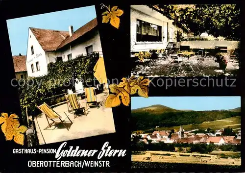 AK / Ansichtskarte 73855384 Oberotterbach_Pfalz Gasthaus Pension Goldener Stern Ortsansicht mit Kirche Oberotterbach Pfalz