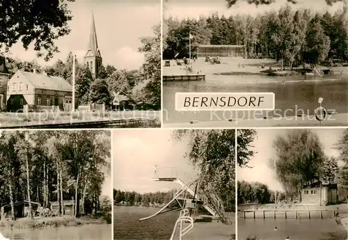 AK / Ansichtskarte  Bernsdorf_Oberlausitz Motiv mit Kirche Badestrand 