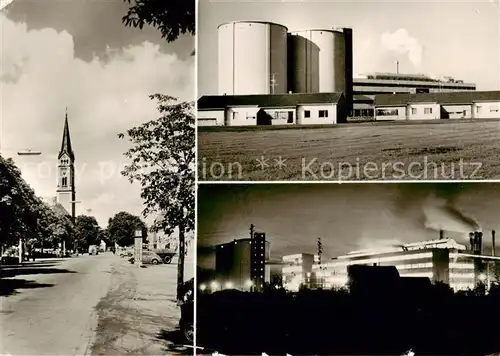 AK / Ansichtskarte  Plattling_Isar_Bayern Hauptstrasse Blick zur Kirche Industrie Plattling_Isar_Bayern