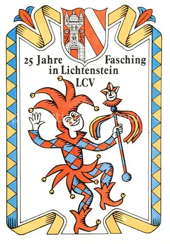 AK / Ansichtskarte 73855405 Lichtenstein__Sachsen 25 Jahre Fasching in Lichtenstein LCV Kuenstlerkarte 