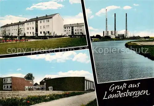 AK / Ansichtskarte 73855409 Landesbergen Wohnsiedlung Schule Partie an der Weser Kraftwerk Landesbergen