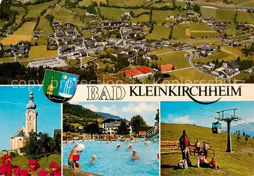 AK / Ansichtskarte 73855427 Bad_Kleinkirchheim_Kaernten_AT Fliegeraufnahme Kirche Schwimmbad Seilbahn 