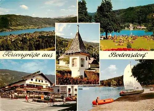 AK / Ansichtskarte  Bodensdorf_Ossiacher_See_AT Teilansichten Badeanlagen Hallenbad Bildstock Strand 