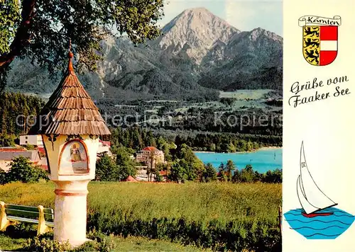AK / Ansichtskarte  Faakersee_Kaernten_AT Panorama mit Bildstock und Mittagskogel 