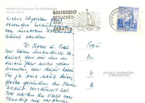 AK / Ansichtskarte  Faakersee_Kaernten_AT mit Bildstock und Mittagskogel 