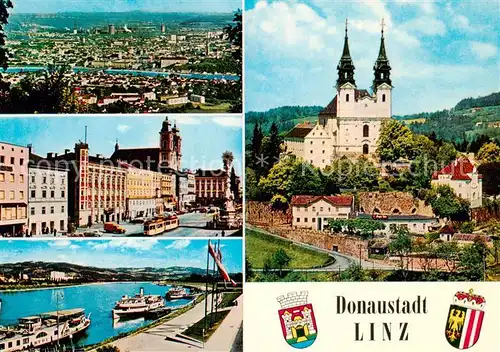 AK / Ansichtskarte  Linz_Donau_AT Stadtpanorama Hauptplatz Schiffstation Poestlingberg 