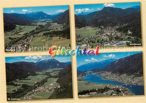 AK / Ansichtskarte  Gitschtal_Kaernten_AT Panorama Gruenburg Weissbriach St. Lorenzen Weissensee 