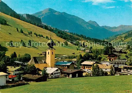 AK / Ansichtskarte  Saalbach_-Hinterglemm_AT Hoehenluftkurort Ansicht mit Kirche Zwoelferkogel 