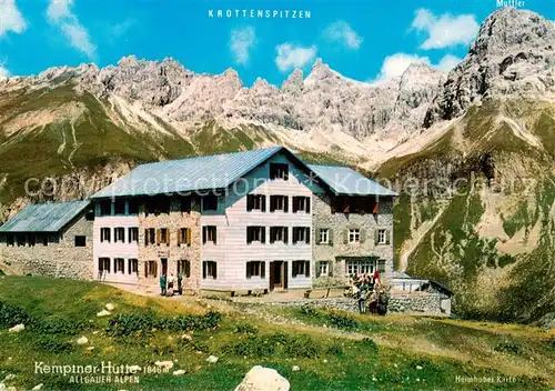 AK / Ansichtskarte  Kemptnerhuette_1845m_Heilbronnerweg_Bayern Berghaus mit Krottenspitzen Allgaeuer Alpen 