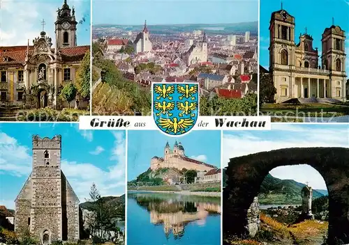 AK / Ansichtskarte  Wachau__Region_AT Teilansichten von Duernstein Kems Goettweig St. Michael Melk und Spitz 