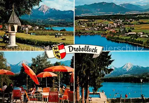 AK / Ansichtskarte 73855529 Drobollach_Faaker_See_Kaernten_AT Bildstock Panorama Luftbild Restaurant Terrasse 