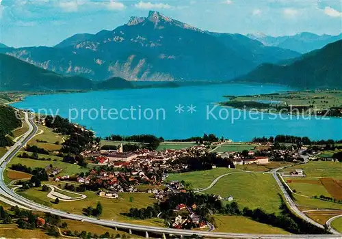 AK / Ansichtskarte  Mondsee_Salzkammergut_AT Ferien- und Badeort Perle des Salzkammergutes mit Schafberg Autobahn Salzburg Wien 