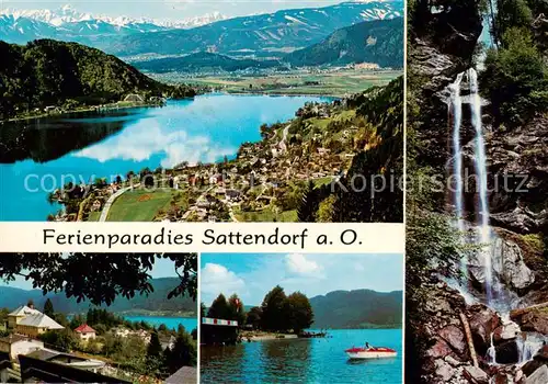 AK / Ansichtskarte 73855557 Sattendorf Panorama Partie am Ossiachersee Wasserfall Sattendorf