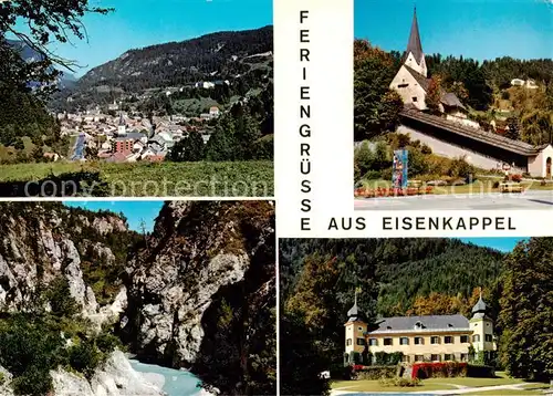 AK / Ansichtskarte  Eisenkappel-Vellach_Kaernten_AT Schloss Hagemegg Kirche Troegener Klamm 