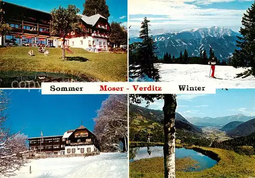 AK / Ansichtskarte  Verditz_Afritz Alpengasthof Pension Moser im Sommer und Winter Panorama Verditz Afritz