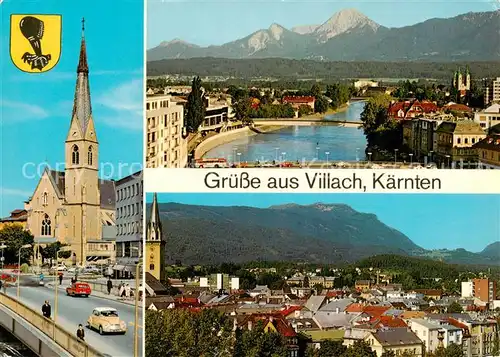 AK / Ansichtskarte 73855655 Villach_Kaernten_AT Kirche Panorama Ortsansicht 