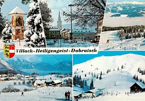 AK / Ansichtskarte 73855656 Villach_Kaernten_AT Bildstock Schilift Heiligengeist Ortsansicht Panorama 