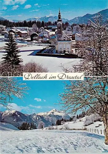 AK / Ansichtskarte  Dellach_Drautal Ortspartie mit Kirche Panorama Dellach_Drautal