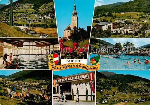 AK / Ansichtskarte  Bad_Kleinkirchheim_Kaernten_AT Panorama Alpentherme Thermalbaeder Freibad Kirche Reiten  