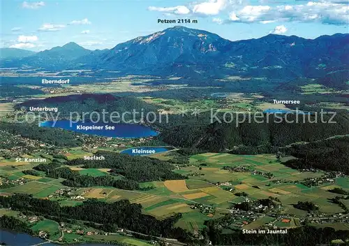 AK / Ansichtskarte  Klopeinersee_Kaernten_AT Fliegeraufnahme mit Stein St Kanzian Seelach Kleinsee Turnersee Eberndorf 