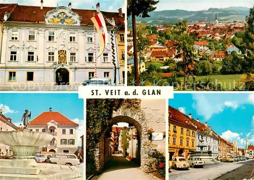 AK / Ansichtskarte 73855725 St_Veit_Glan_Kaernten_AT Rathaus Stadtblick Schuesselbrunnen Postgasse Hauptplatz 