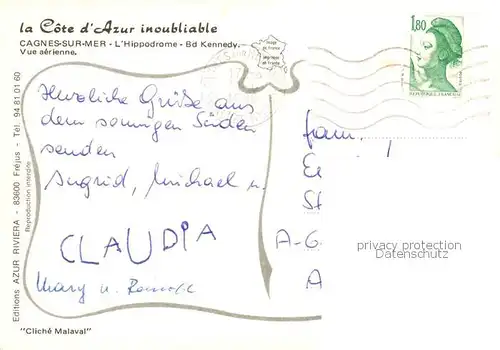 AK / Ansichtskarte  Cagnes-sur-Mer_06 Hippodrome Bd Kennedy Vue aerienne 
