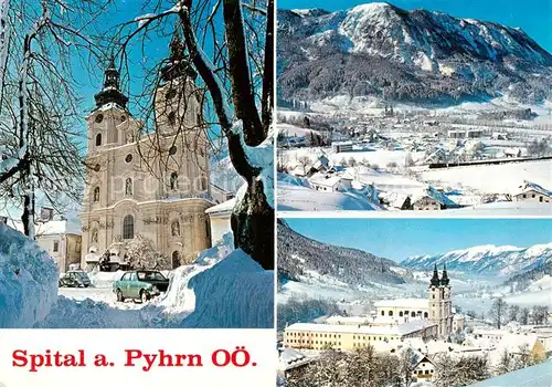 AK / Ansichtskarte 73855818 Spital_Pyhrn_AT Stiftskirche mit Schwarzenberg und Sengsengebirge 
