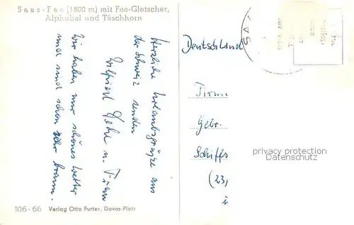 AK / Ansichtskarte  Saas-Fee_VS mit Fee Gletscher Alphubel und Taeschhorn 