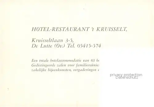 AK / Ansichtskarte 73855894 De_Lutte_NL Hotel Restaurant tKruisselt Gastraeume Zimmer 