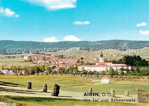 AK / Ansichtskarte 73855932 Aigen_Muehlkreis Panorama mit Kloster Tor zum Boehmerwald Aigen Muehlkreis