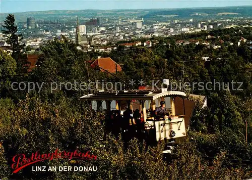 AK / Ansichtskarte  Linz_Donau_AT Stadtpanorama Elektrische Schienenbahn von Uhfahr auf den Poestlingberg 