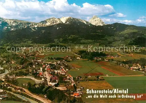 AK / Ansichtskarte  Scharnstein_AT Panorama Ort im Almtal gegen Traunstein 