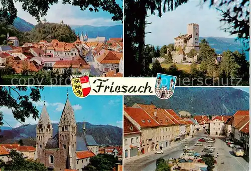 AK / Ansichtskarte  Friesach_Kaernten Stadtpanorama Kirche Stadtplatz Burg Friesach Kaernten