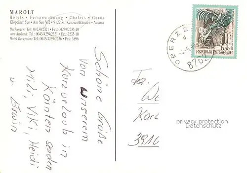 AK / Ansichtskarte  St_Kanzian_Klopeiner_See_Kaernten_AT Marolt Hotel am See 