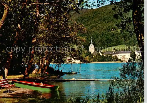 AK / Ansichtskarte  Ossiach Blick ueber den Ossiachersee auf den Ort Stiftskirche Ossiach